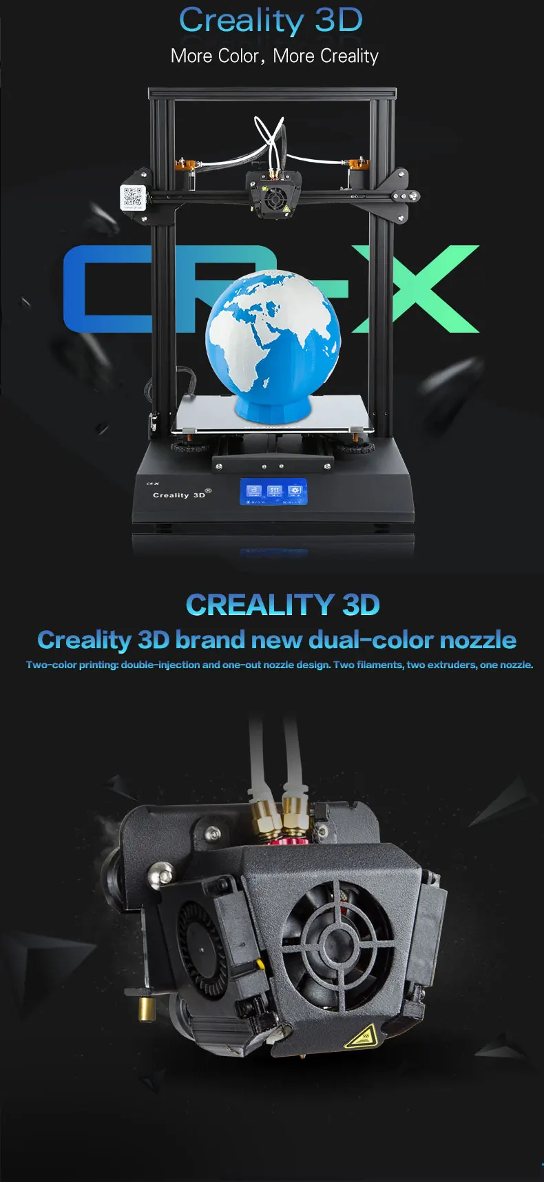 CREALITY 3D CR-X Dual Hotend Kit 4,3 дюймовый сенсорный экран 3d принтер с 2 кг нить PLA