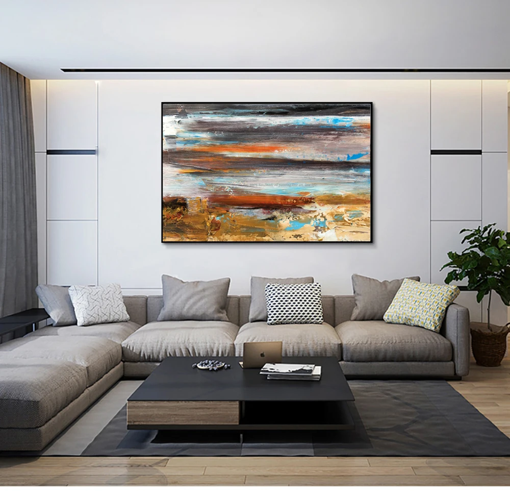 Large oil Painting on canvas Abstract Art Modern yellow ...