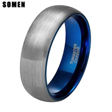 So men кольцо для мужчин 8 мм серебряное матовое вольфрамовое кольцо синяя инкрустация обручальное кольцо Обручальные кольца любовь модные мужские ювелирные изделия Bague Homme