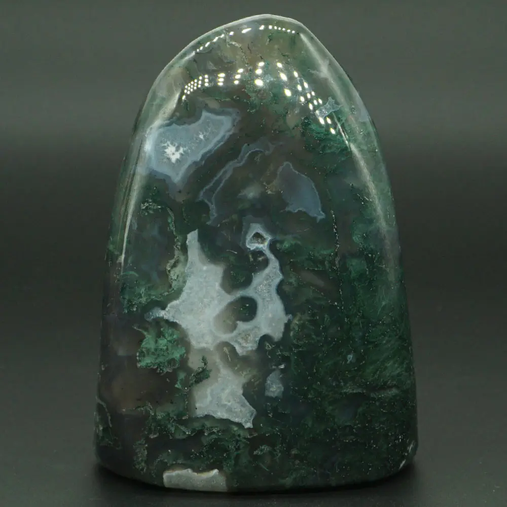 302g Natural Green Moss Agate Palm Stone Raw Materials Specimen Crystal