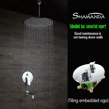 

Free Shipping Brass Round Concealed Shower Set with Two Functions Embedded Box Mixer Valve Various Styles Ceiling Shower Head