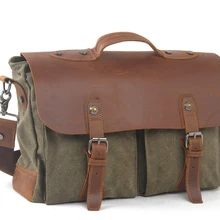 Винтажный толстый хлопок холст+ натуральная кожа мужской портфель деловая сумка Холщовая Сумка-тоут Портфель Мужская сумка через плечо