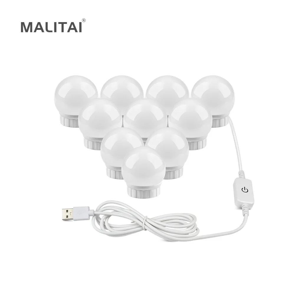

Touch Switch Dimmable 10 LED lamp USB LED String light Bulbs DIY Makeup Vanity Mirror lighting Dressing Table Decoration lamp