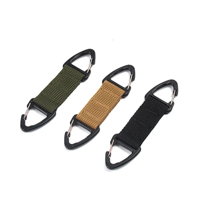 

1Pc Outdoor Tactical Nylon Webbing Backpack Hang Buckle triangle buckle multi-function carabiner fast hanging keychain