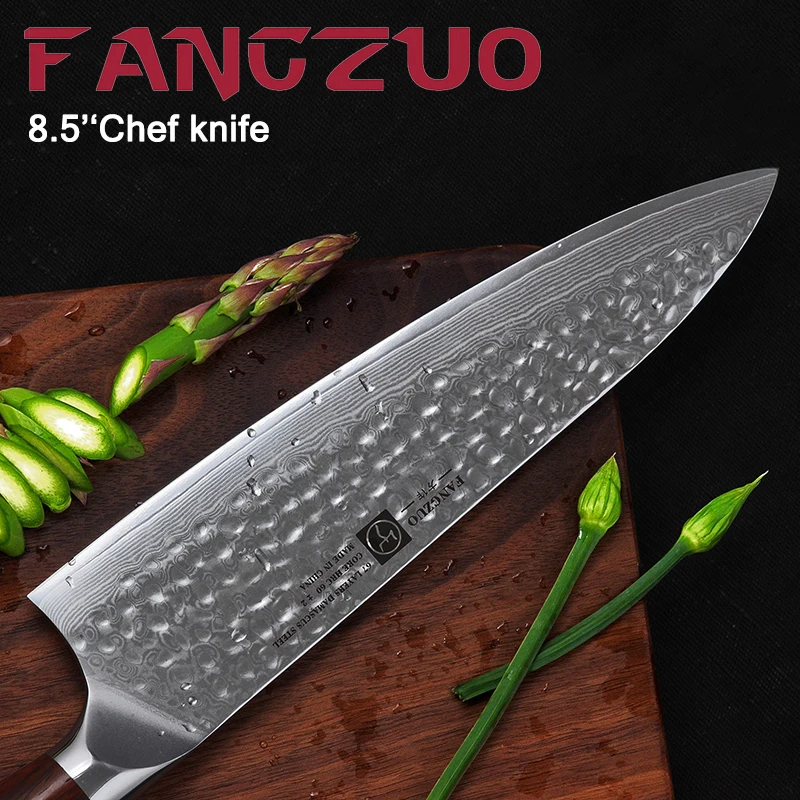 FANGZUO нож шеф-повара из нержавеющей стали с ручкой сандалового дерева VG10 японский 67 слой Дамасские Ножи шеф-повара Кливер кухонный нож для приготовления пищи