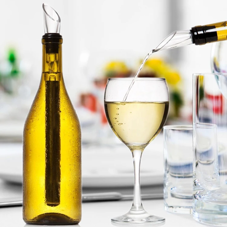 

New Arrival Rushed Stainless Steel Barware Cooler Wine Pourer With Chill Rod Bottle Cooler Wine Chiller Stick Spout Aerator