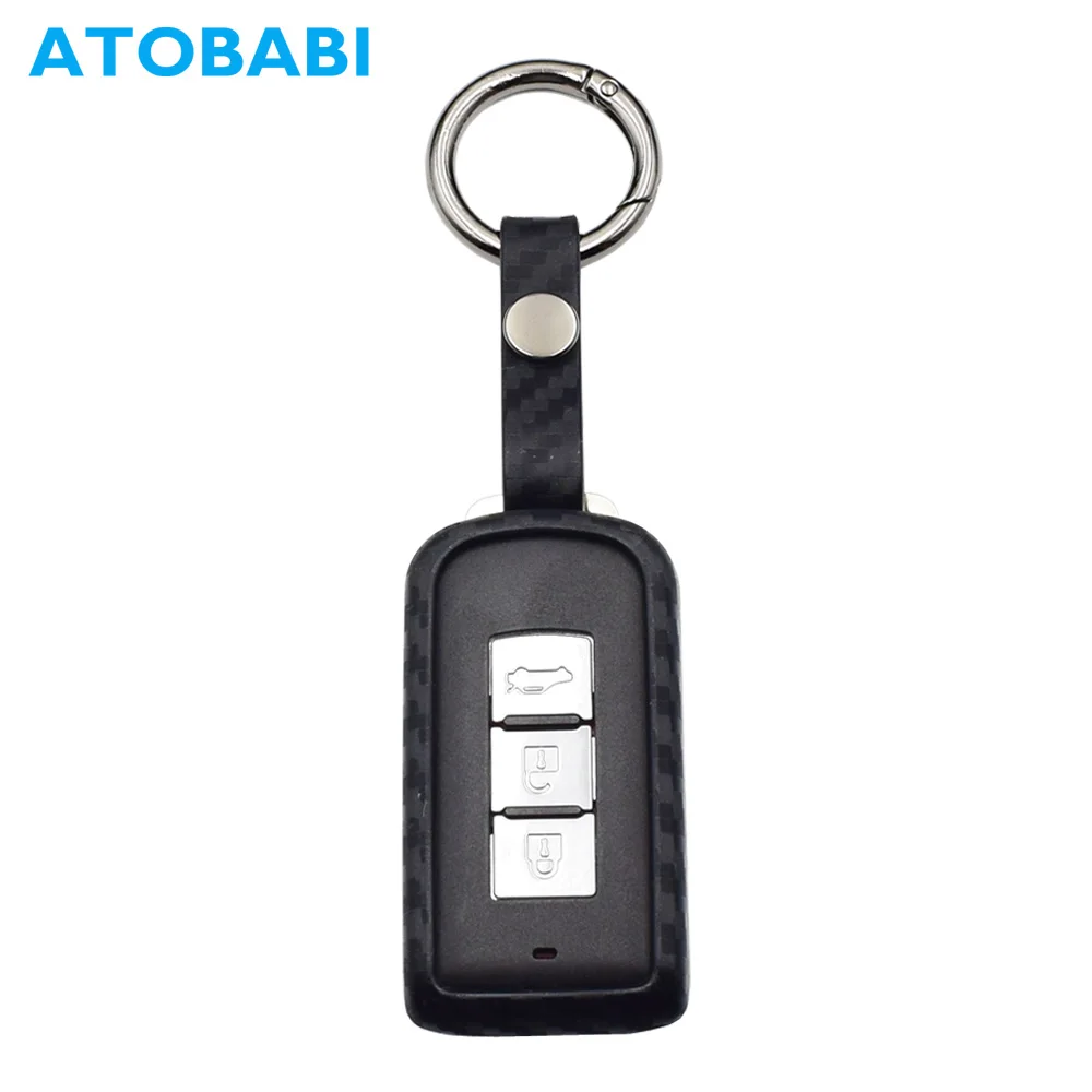 ATOBABI 2/3 кнопочный чехол для ключа автомобиля из углеродного волокна силиконовый