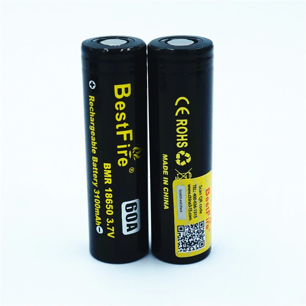 2 шт. Bestfire 18650 аккумуляторная батарея 3 7 в Li Ion 3100 мАч 60А для Vape боксмод мехмод
