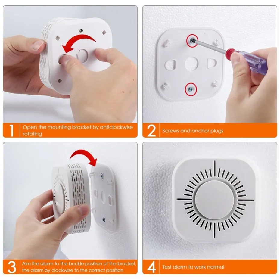 5--3Pcs Smoke Detector Wireless 433MHz Fire Security Protection Alarm Sensor for Smart Home Automation