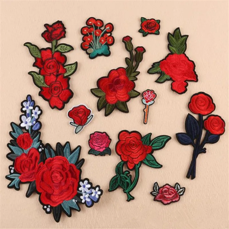 

Clothing diy embroidery badge iron on patch deal with it rose flower patches for clothe badge stickers fabric free shipping