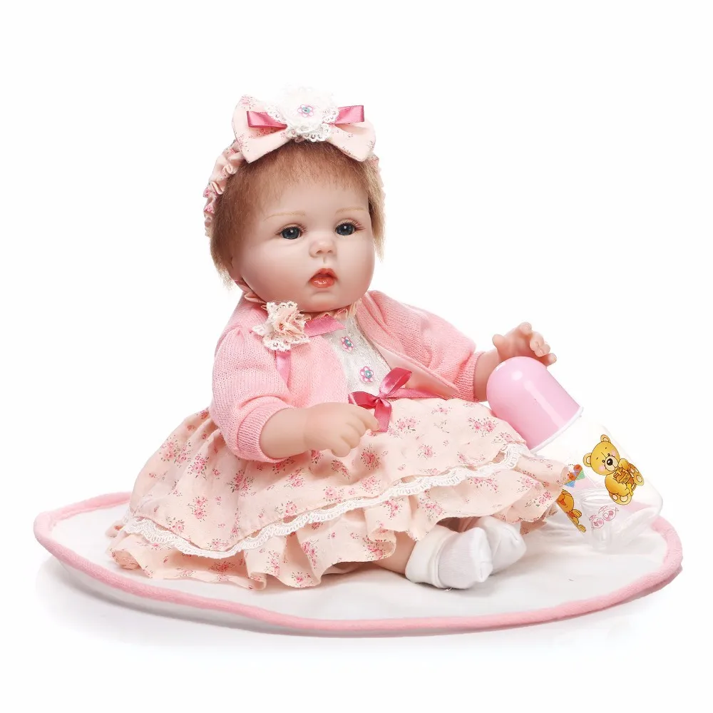 Npkколлекция Bebes Reborn Dolls de Silicone Girl Body 40 см очаровательные Куклы Игрушки для девочек boneca Baby Bebe кукла лучшие подарки игрушки