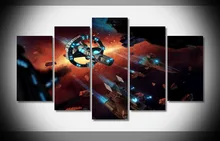 spaceship Air warships game space galaxy Canvas Painting Wall Print Art 5 Panel Canvas Print Poster Child Room Decor