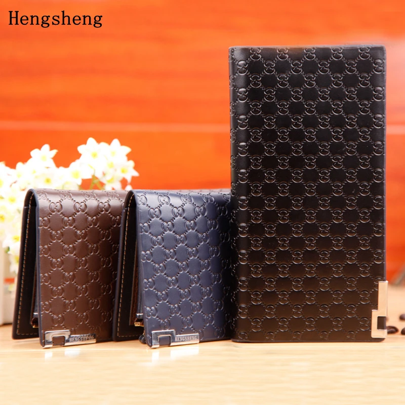 

Hengsheng Men Wallet Promotion Long Wallets Famous Brand Letter Male Plaid Credit Card Holder ID Card Money Purse Travel Case