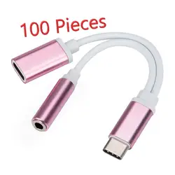 2 in1 USB-C до 3,5 мм аудио адаптер, 2 в 1 Тип usb C быстрая зарядка до 3,5 мм аудио разъем для наушников адаптер Преобразование 100 шт