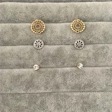 Повседневное Золотое родиевое покрытие с круглым филигранным диском три серьги-гвоздики набор для женщин девочек