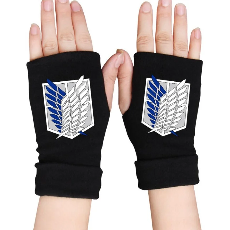 Elibeauty lunanana MHA Printed Knitting Gloves Cosplay Fingerless Gloves for Anime Fans in Winter 