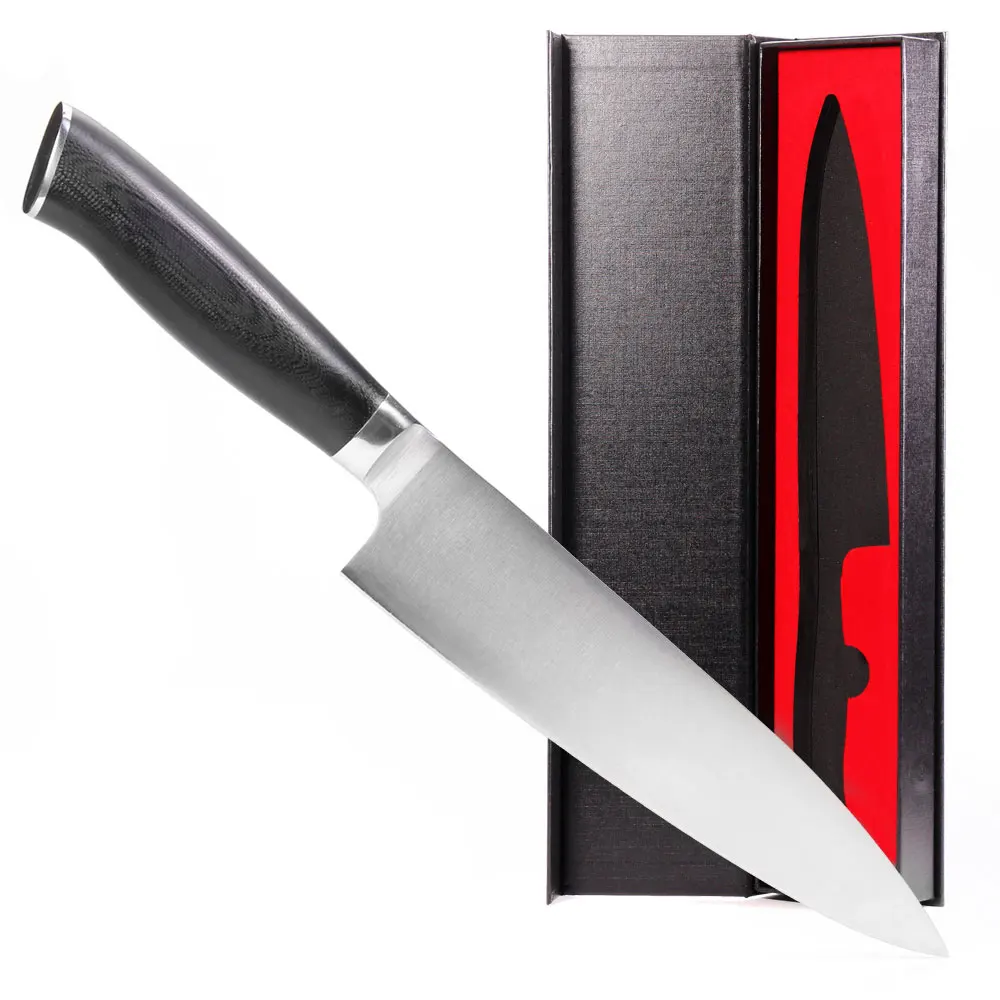 8 дюймов профессиональный шеф-повар Knife-7CR17Mov Нержавеющая сталь, Sharp-с эргономичной G10 ручка-стильная подарочная коробка