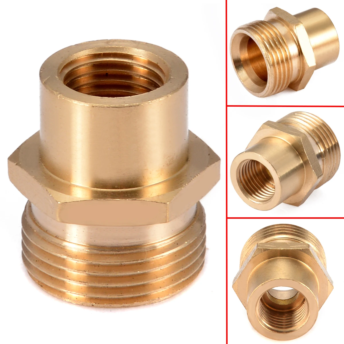 New Brass Joint Nozzle Copper Washer Snow Foam Lance Adapter Coupler 1/4 inch F - M22 for Spray Gun Fittings Water Tools