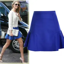Женские летние с высокой талией последние сплайсинга сплошной цвет высокое качество рыбий хвост простой сшивание Сексуальная шифоновая модная юбка