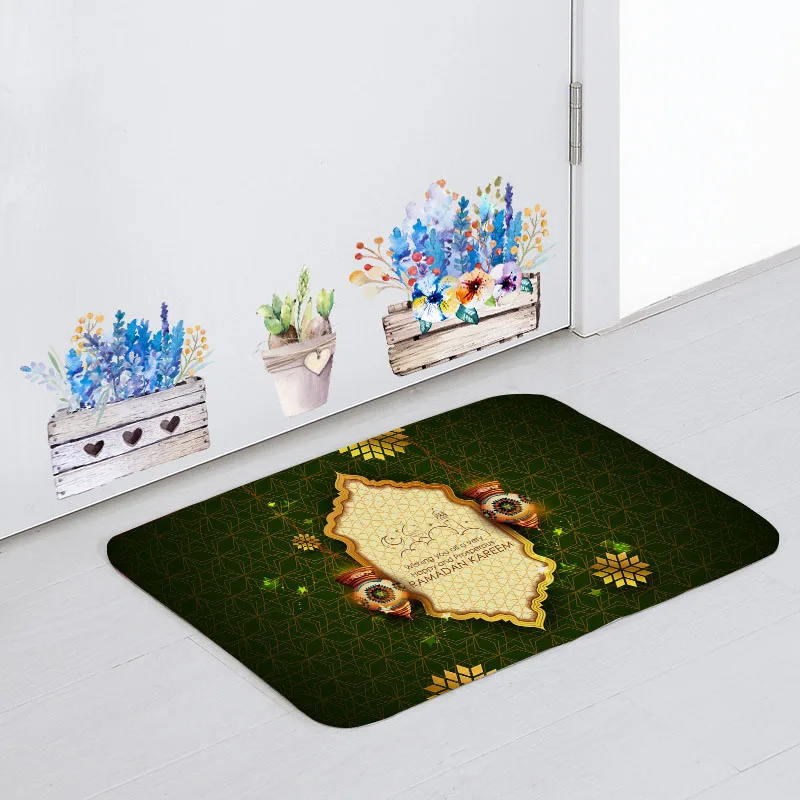7 Роскошный Eid Mubarak ковер замок храма фонарь Луна еда коралловый флис пол декоративный коврик семья вечерние молитвенные двери одеяла - Цвет: 7