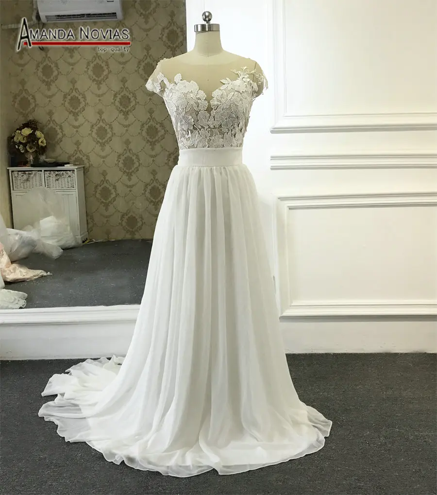 2019 vestido de noiva простое и элегантное кружевное пляжное Свадебное Платье Amanda Novias