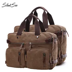Silentsea холщовые кожаные мужские сумки новые дорожные сумки ручные багажные сумки мужские многофункциональные Рюкзаки Большая