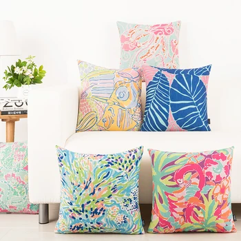 

Korean style Watercolor Colorful abstract pattern Linen Cushion Cover Home Decorative Pillow Case Sofa Chair Waist Pillow cover