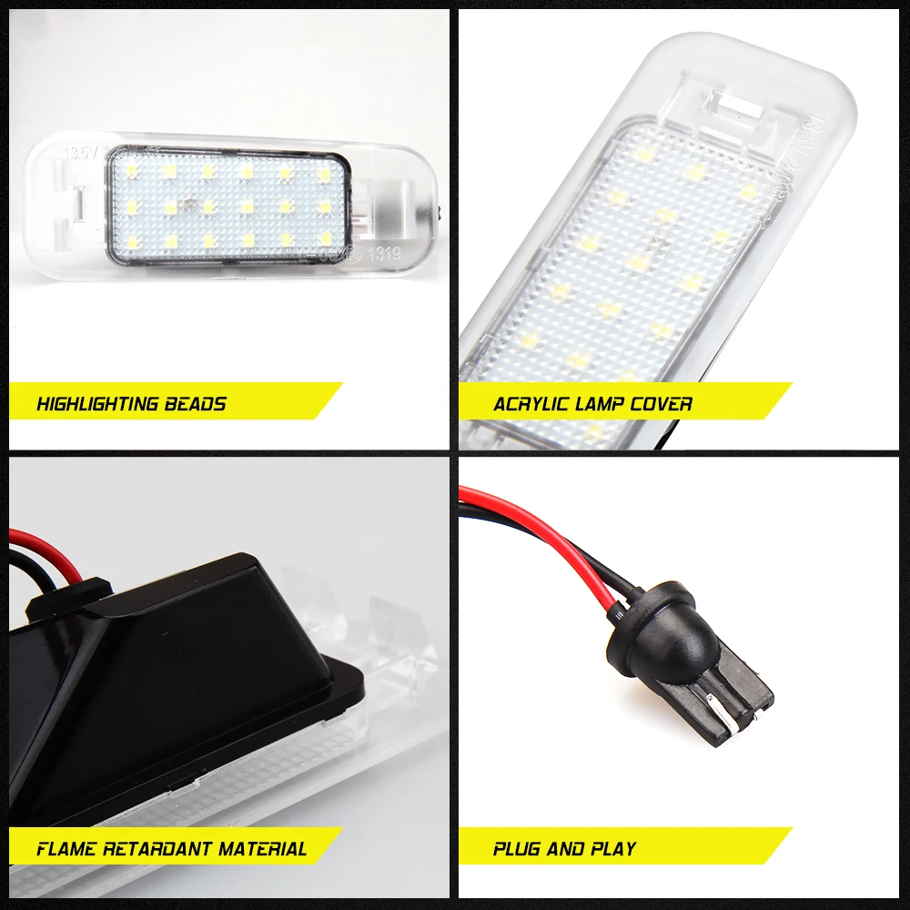 2Pcs 12V LED Number License Plate Light Lamps for Benz GOLF 4 5 6 7 Polo 6R Car License Plate Lights Exterior Accessories