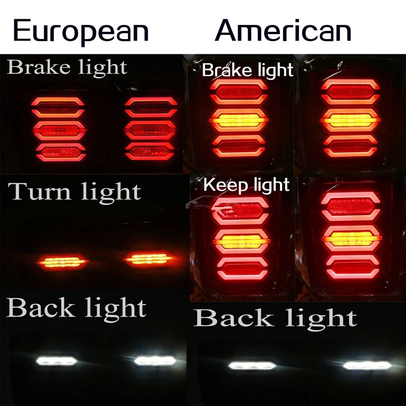Pair Smoked LED Break Reverse Turn Signal Tail Lights for Jeep Wran gler 07-16