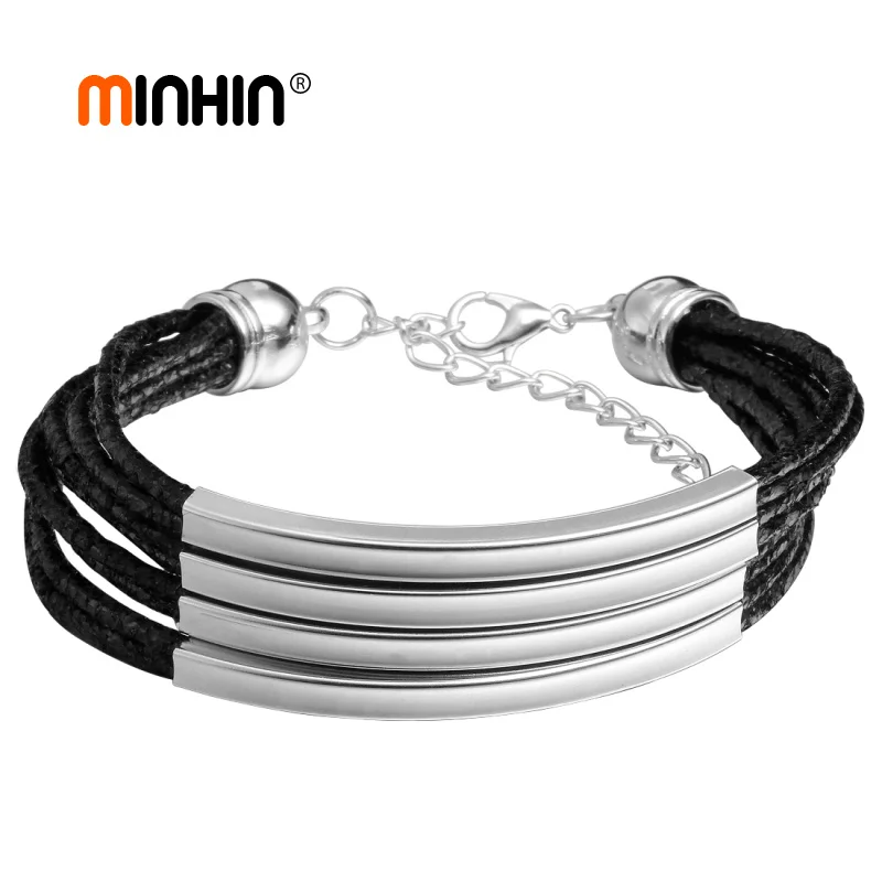 MINHIN 2018 новый дизайн браслеты на запястье для женщин Многослойная кожаная веревка