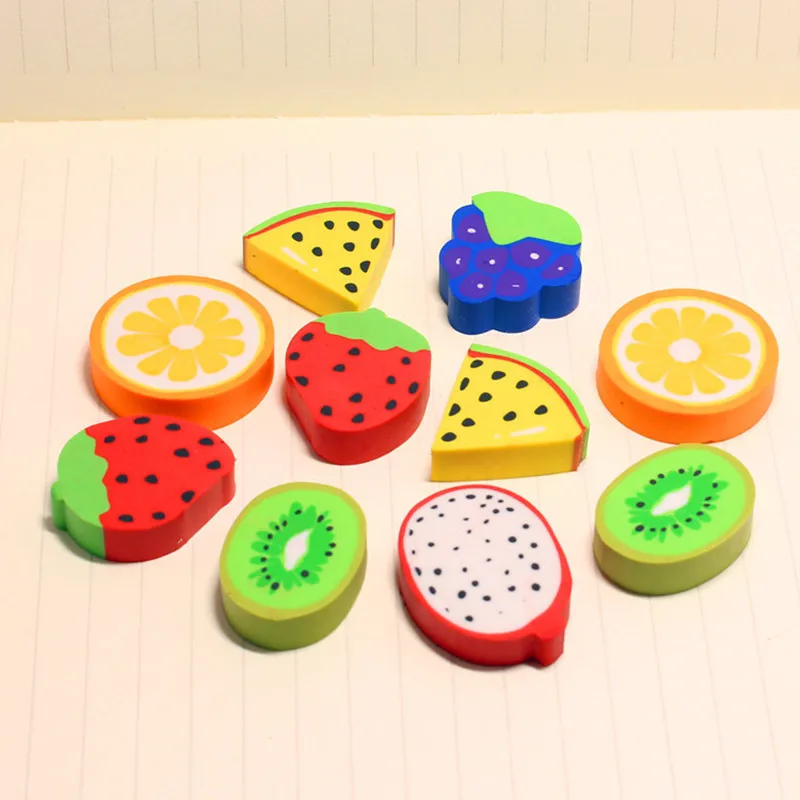 

Coloffice 6PCS/Set Fruit Series Eraser Student Strawberry Watermelon Eraser Fantastic Rubber Office School Supplies