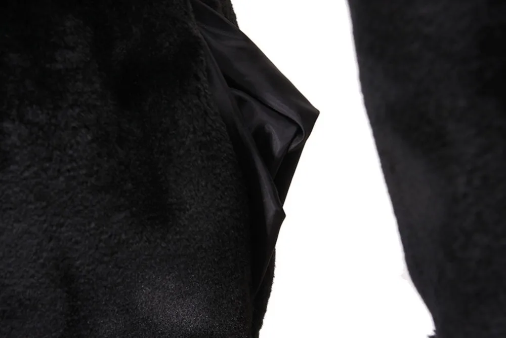Winter Women Faux Fur Coat Women Winter Warm Thick Wool Coat Jacket New Fashion Black Long Coat With Belt