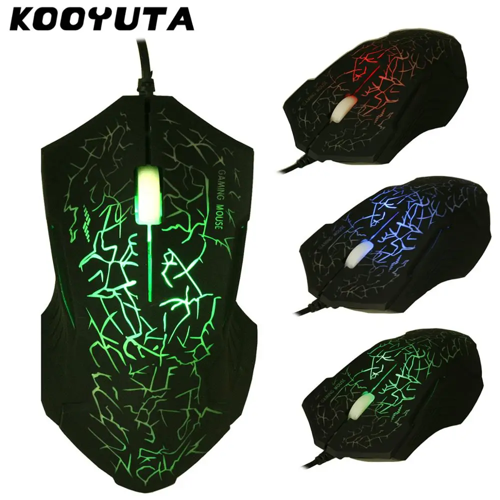 KOOYUTA продвижение специальная форма 3 кнопки USB Проводная светящаяся геймерская компьютерная игровая мышь 7 цветов для ноутбука Настольный 3200 dpi GT