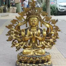 Песня voge Gem s6060 3" Тибетский Буддизм бронза glit сиденье 18 руки Маха Cundi Мать статуя Будды