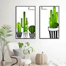 Watercolor Potted Cactus Nordic Canvas Painting Po