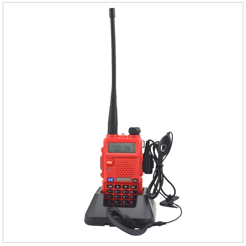 Красное радио baofeng dualband UV-5R рация радио двойной дисплей 136-174/400-520 МГц двухстороннее радио с бесплатным наушником BF-UV5R