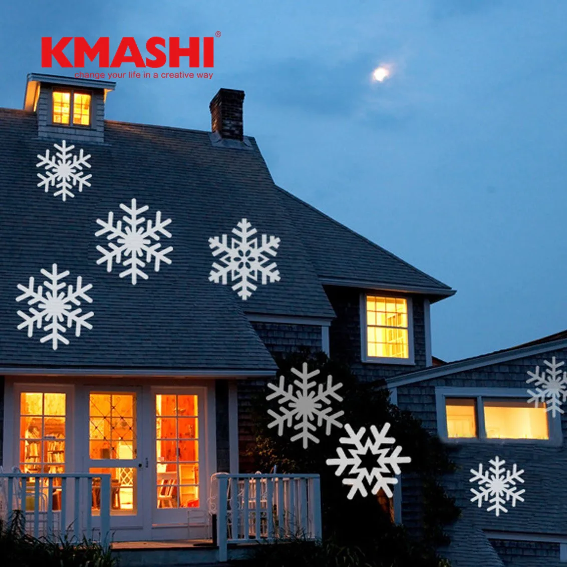 Kmashi Snowflake Lamp Sparkling Landscape Projector Waterproof Decor Spotlights Garden Tree Wall Christmas Holiday Lighting EU