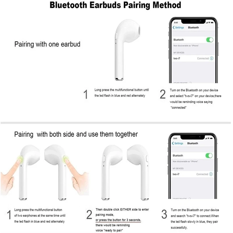 I7 наушники-вкладыши TWS с Беспроводной наушники Bluetooth4.0 наушники с зарядным устройством для iPhone iPad