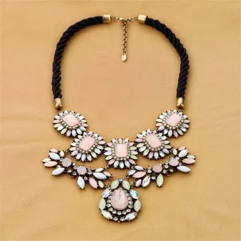 

2018 new arrival women necklace pink semi-precioussweater choker multilayer fashion elegant party accessories hot selling