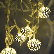 5 м 20 LED гладить Hollow маленький шарик Фея огни строки, партии, крытый, детская комната, патио, свадьба, новогодний декор, теплый белый