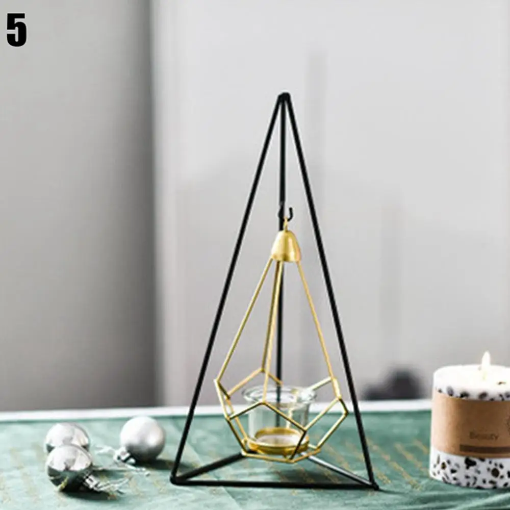 1 Набор, скандинавский стиль, геометрический дизайн, золотой стеклянный Железный подсвечник, подсвечник для свечи-чашки, домашние свадебные украшения, аксессуары - Цвет: style5