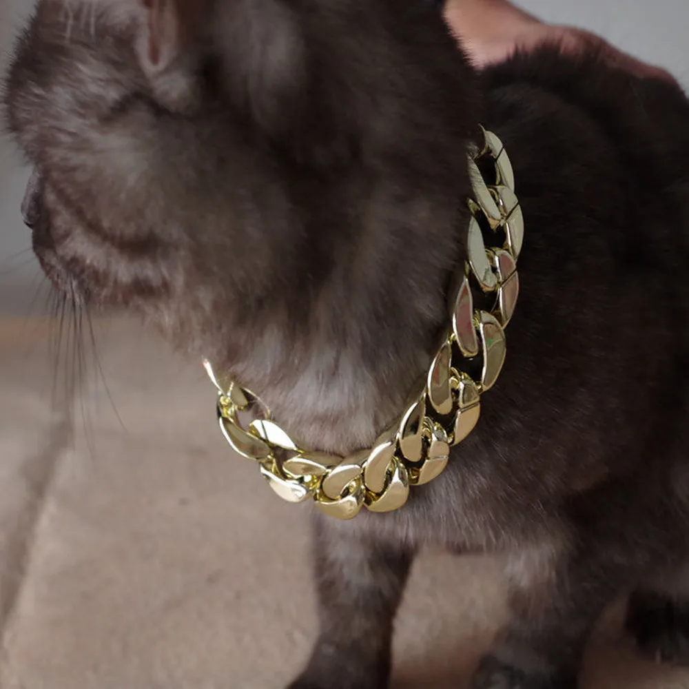 

Fashion Funny Charm Gold Chain Pet Dog Cat Necklace Cat Collar Pet Accessory CCB cat accessories