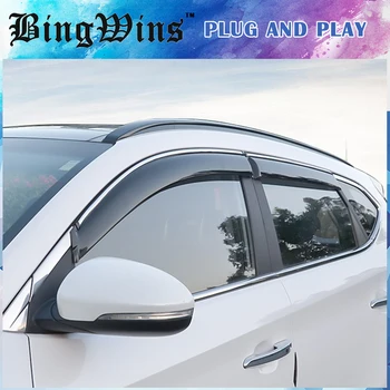 online Bing Ganha 4 Peça Para Hyundai Tucson 2015 2016 2017 Viseiras Da Janela Porta Do Carro Toldos Sol Protetor De Chuva Viseira Guarda