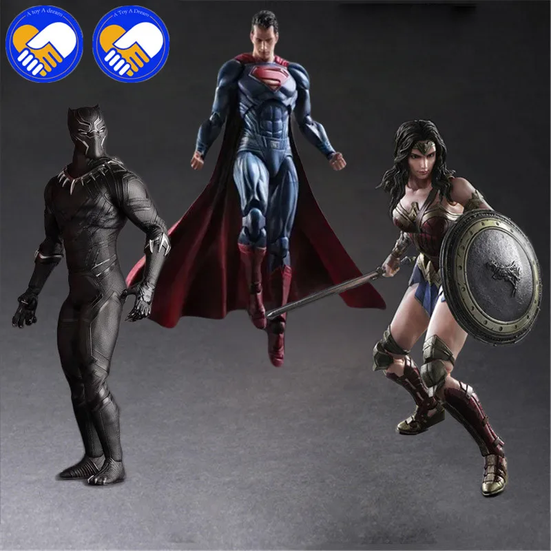 

Play Art Dark Of Justice Spiderman Wonder Girl Woman Black Panther PA Kai PVC Action Figure Doll Toys Kids Gift Brinquedos