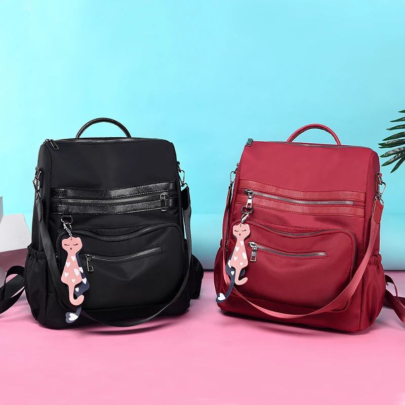 

HANEROU Women Anti Theft School Backpack Female Fashion Large Capacity Oxford Travel Bag Girl Vintage Book Bag Bolsas Solid Bags