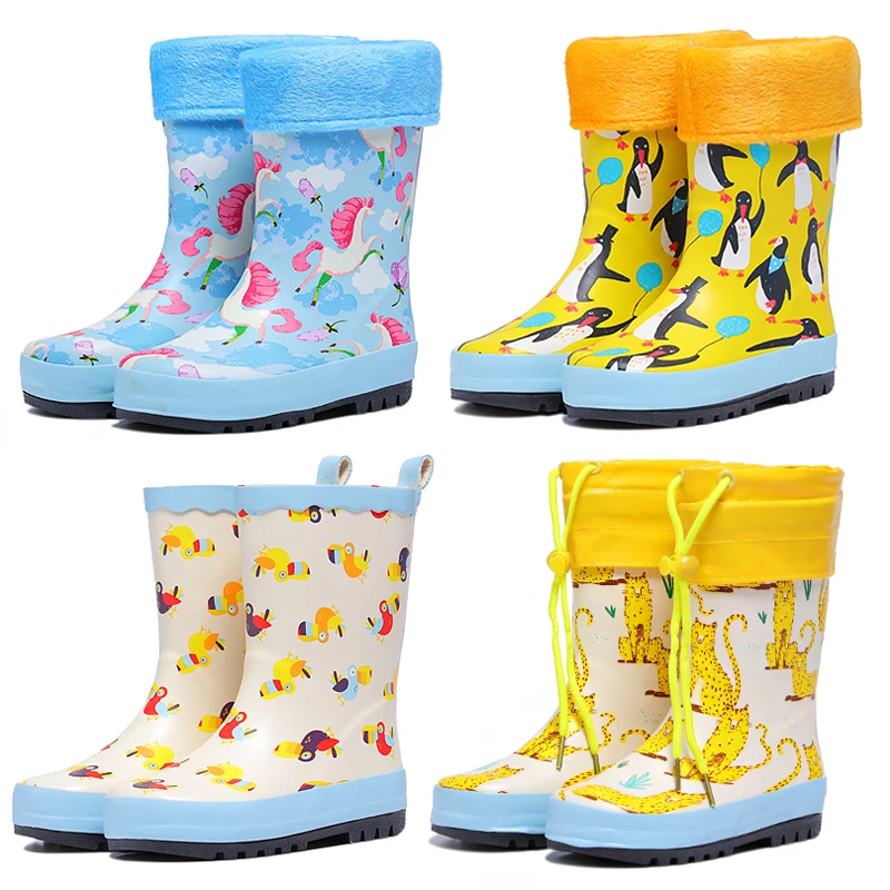 

Children Boots Boy Girl Baby Rainshoes 2018 New Fashion Cartoon Animal Penguin Children Infant Antiskid Waterproof Rain Boots