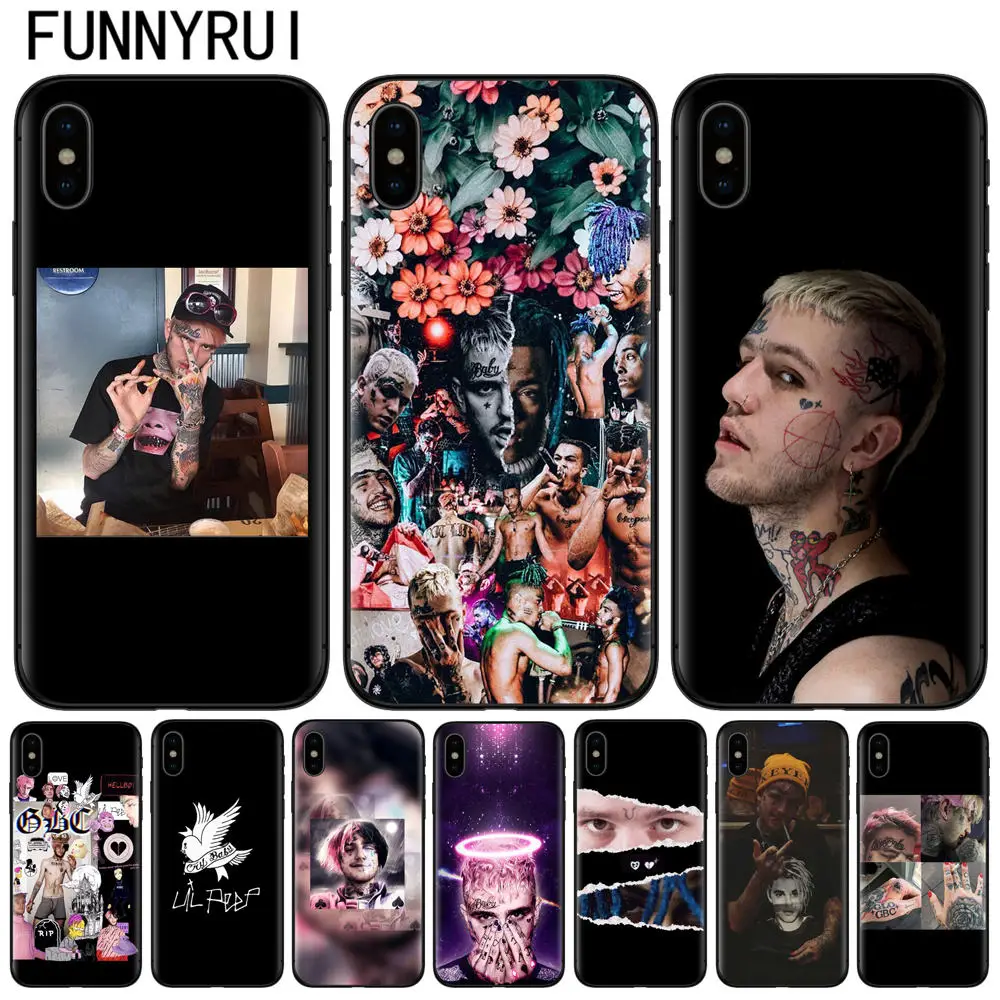

Lil Peep Lil Bo Peep Black silicone Back Skin Cover for iPhone 7 Soft Case for iPhone X XR XS Max 5S SE 6 6S 7 8 Plus Phone Case
