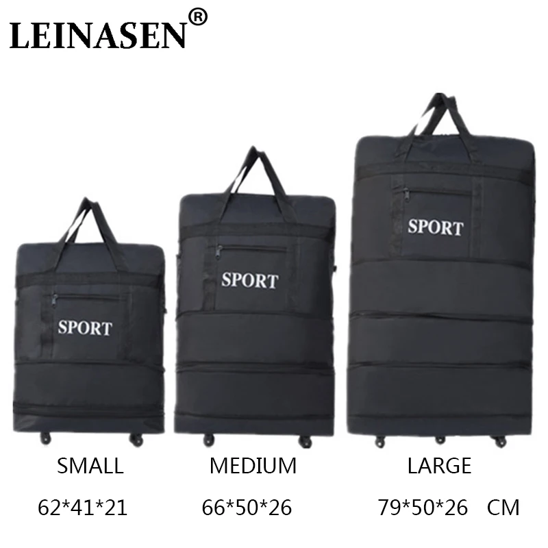 

2018 LEINASEN wholesale ultra-light luggage travel bag large capacity universal wheels retractable folding tug box