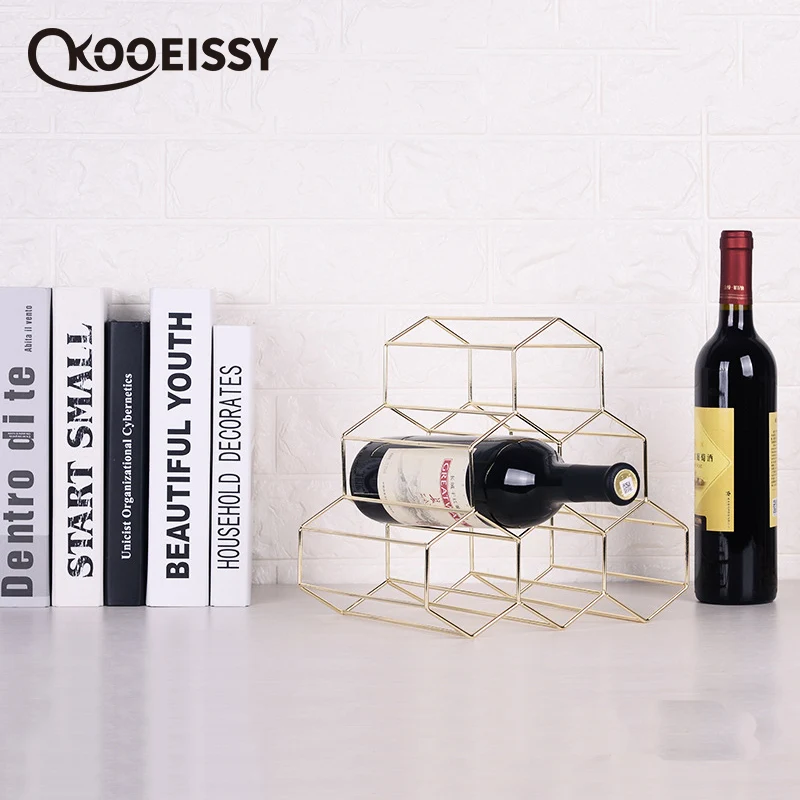 Honeycomb shape Shelf Metal 6 Bottle Wine Rack Display Bottles Storage Holder Stand Cabinet Home Shop Decoration | Дом и сад