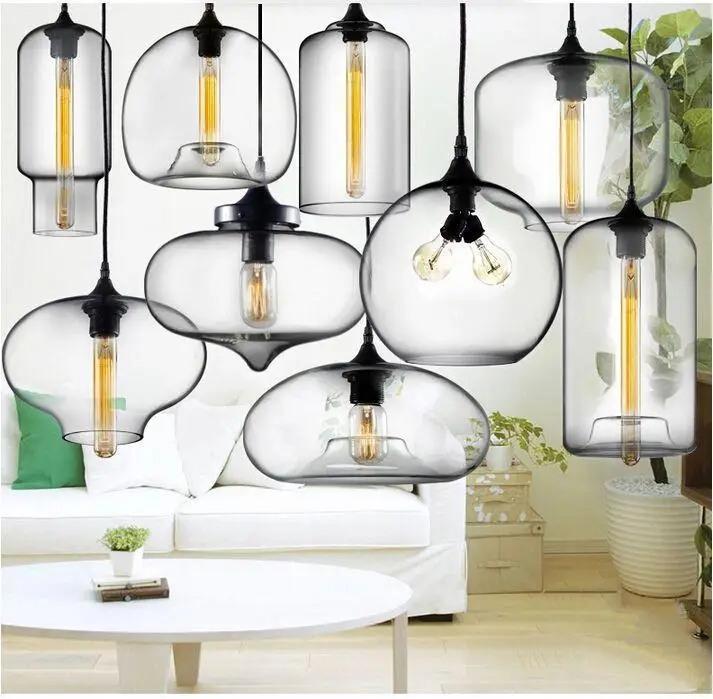 Hot Sale Modern Glass Pendant Lights Hanging Lamps Glass Shade Spray Painting With Edison Bulb